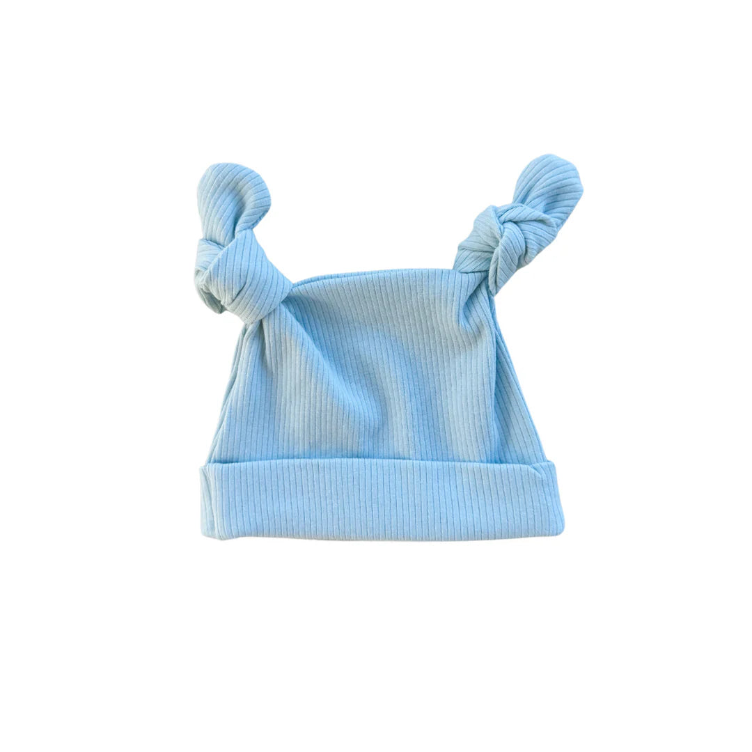 Double Knot Beanie | Baby Blue Rib